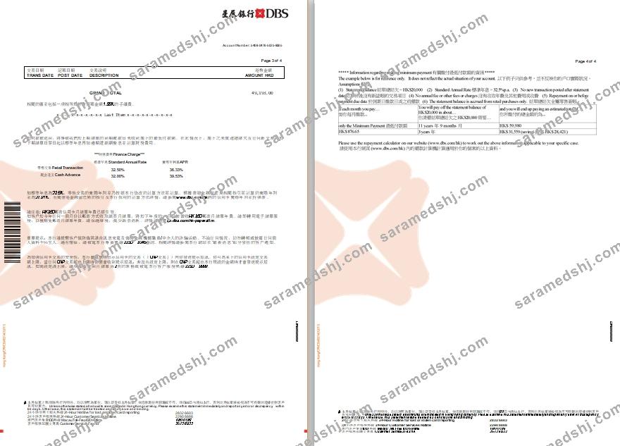Hong Kong DBS Black World MasterCard eStatement 3-4